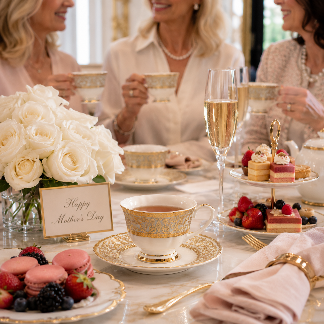 24K Gold Plated Bone China Teacup & Saucer Set