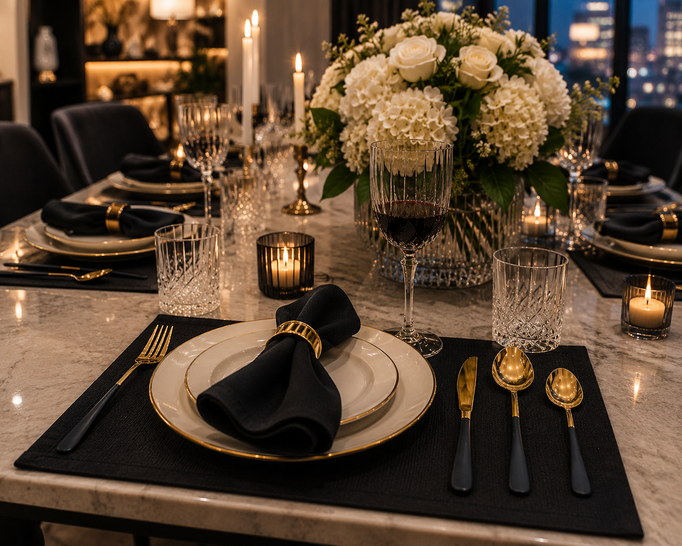 Black & Gold Luxury Flatware Set (24 Piece)