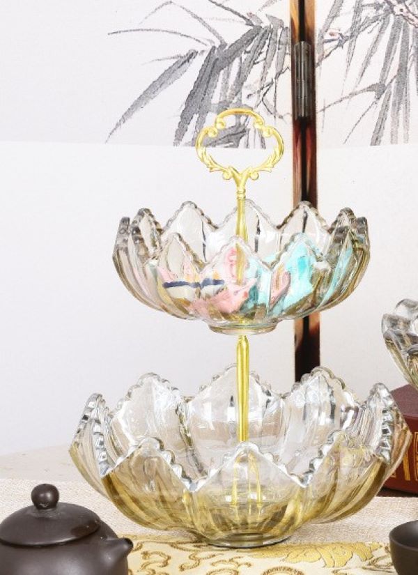 Crystal 2-Tier Serving Bowl | Stylish 2-Tier Bowl | FS Luxe Creations