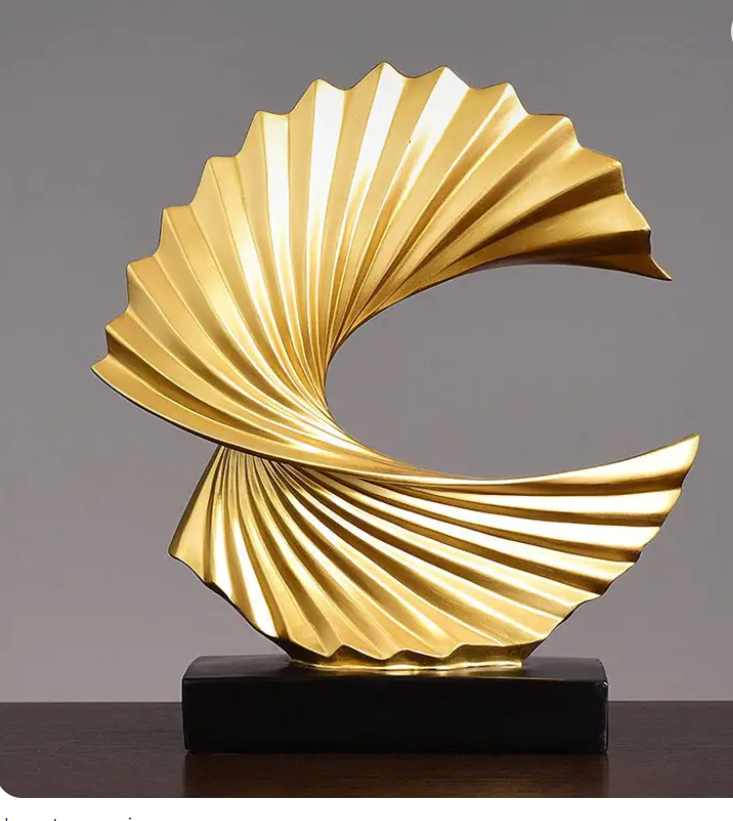 Gold Curved Wave Sculpture | Curved Wave Sculpture | FS Luxe Creations