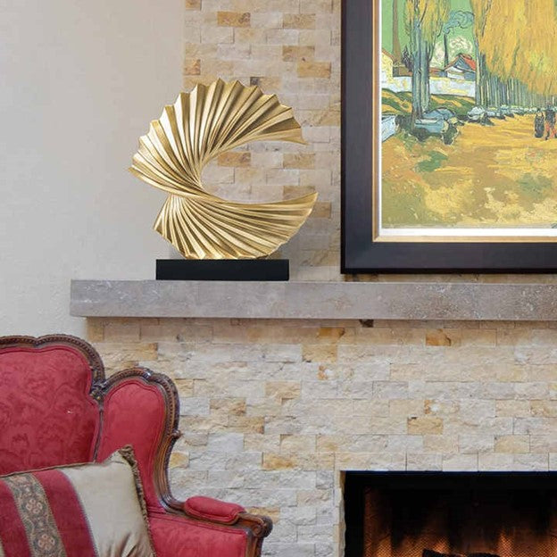 Gold Curved Wave Sculpture | Curved Wave Sculpture | FS Luxe Creations