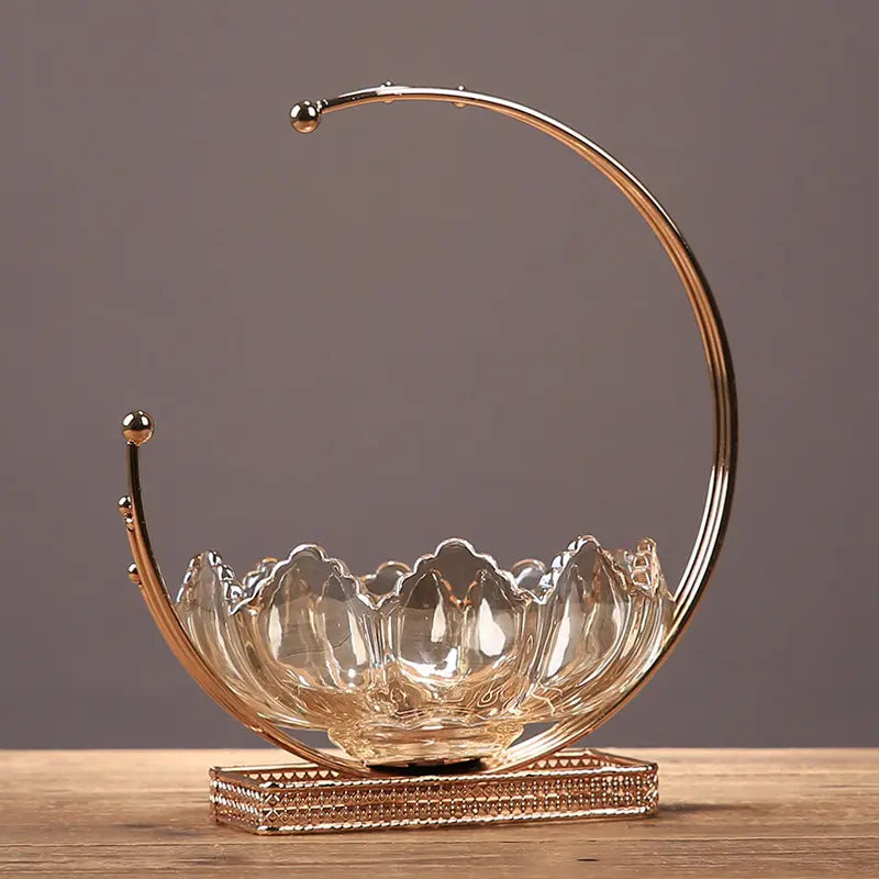 Golden Handle Curved Glass Bowl | Golden Glass Bowl |FS Luxe Creations