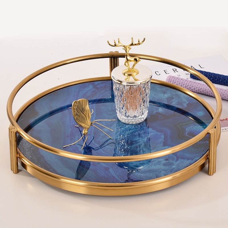 Sapphire Elegance Tray | Gilded Decorative Tray | FS Luxe Creations