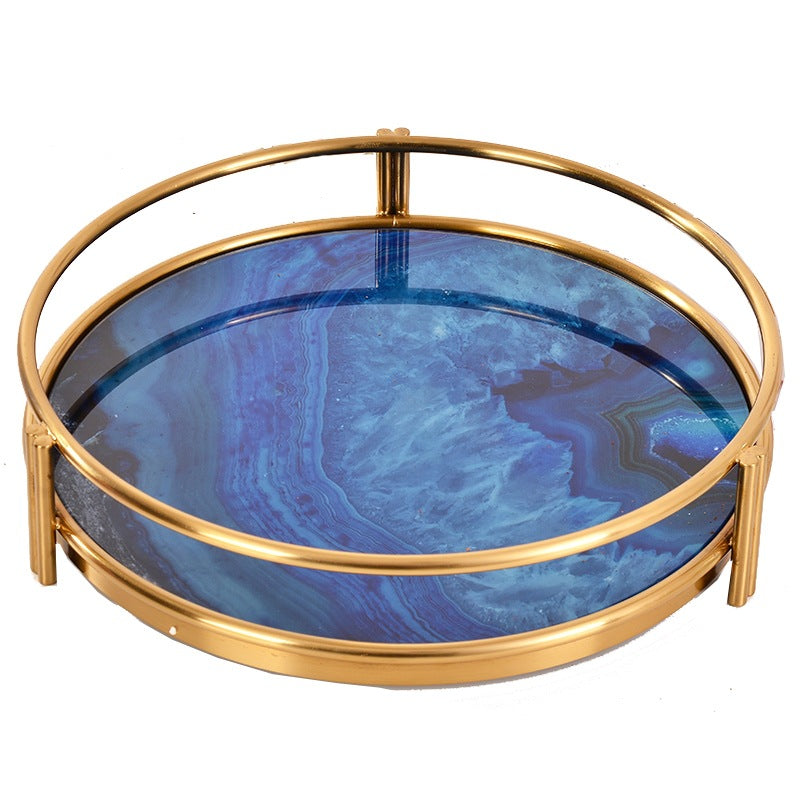 Sapphire Elegance Tray | Gilded Decorative Tray | FS Luxe Creations