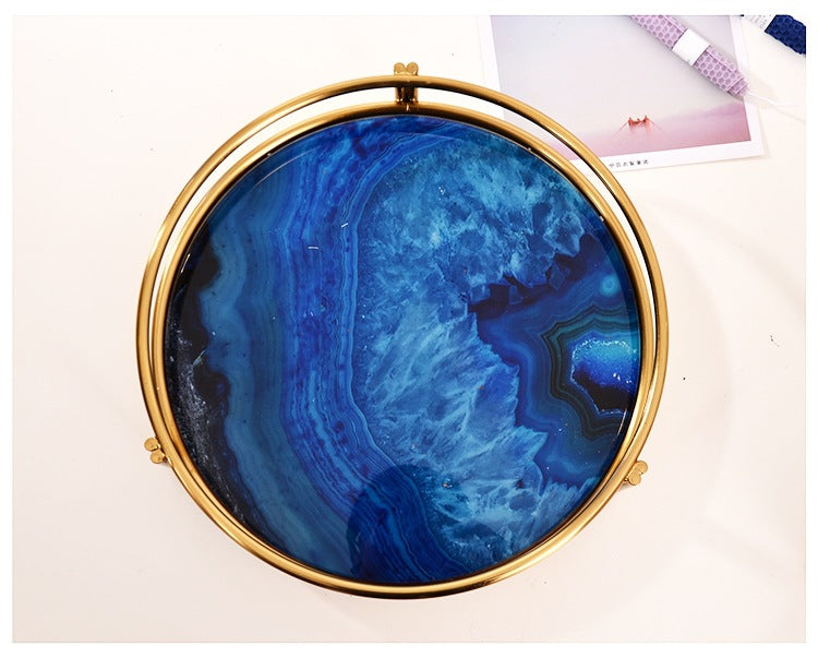 Sapphire Elegance Tray | Gilded Decorative Tray | FS Luxe Creations