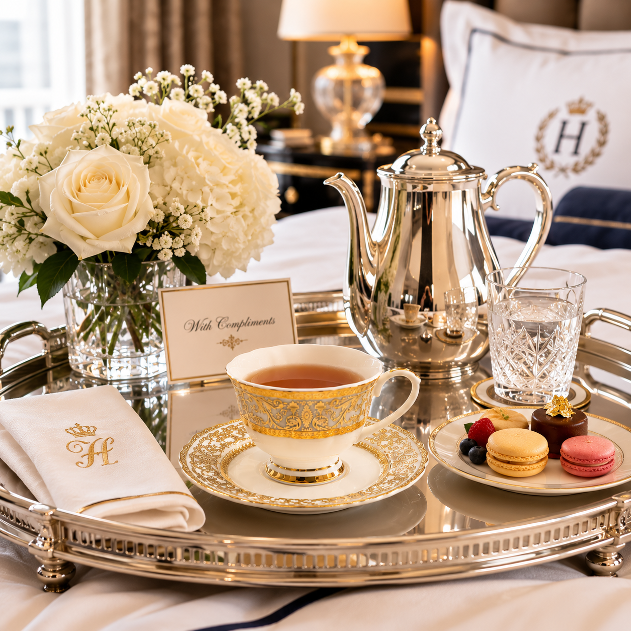 24K Gold Plated Bone China Teacup & Saucer Set
