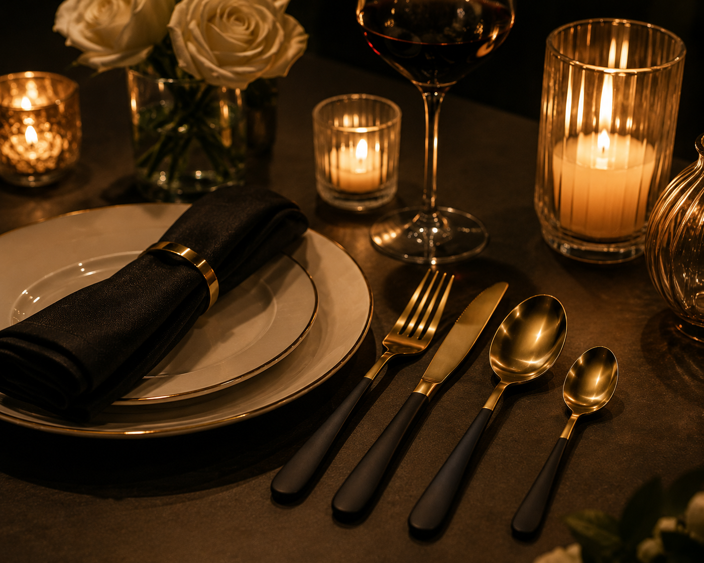 Black & Gold Luxury Flatware Set (24 Piece)