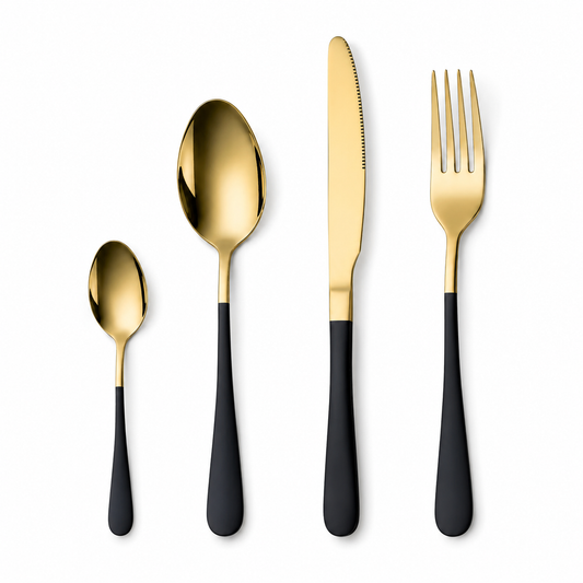 Black & Gold Luxury Flatware Set (24 Piece)