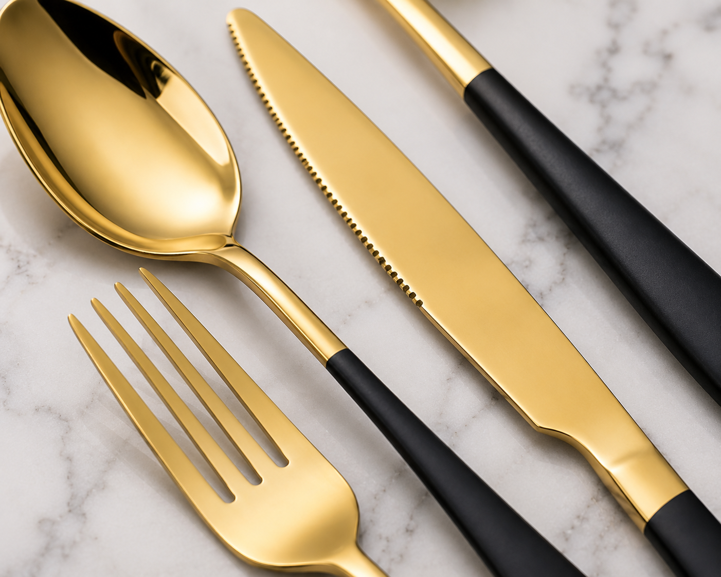 Black & Gold Luxury Flatware Set (24 Piece)