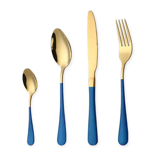 Blue & Gold Flatware Set | Racleye Flatware Set Blue|FS Luxe Creations