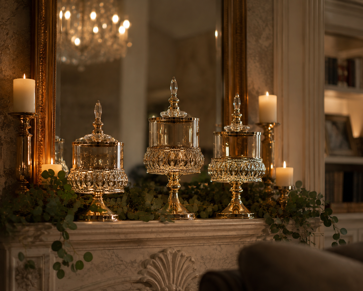 Crystal Elegance Gold Vessel Trio