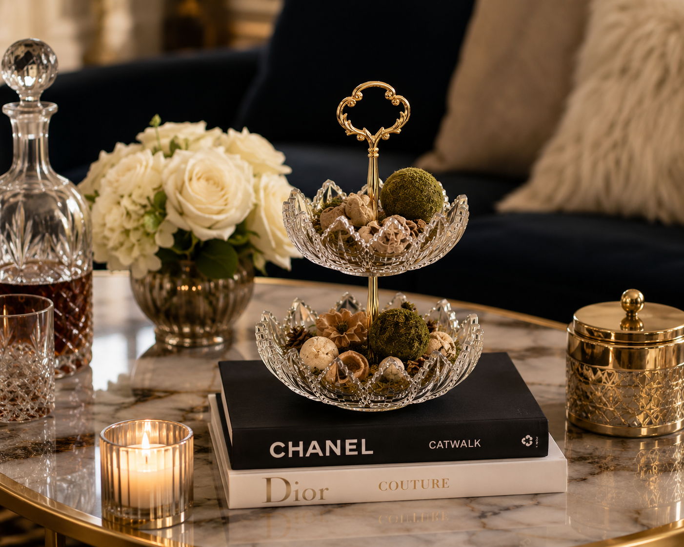 Crystal Two-Tier Serving Bowl