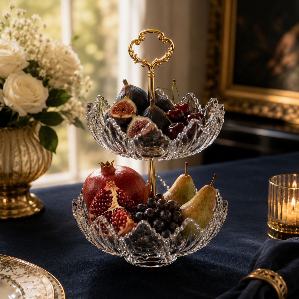Crystal Two-Tier Serving Bowl