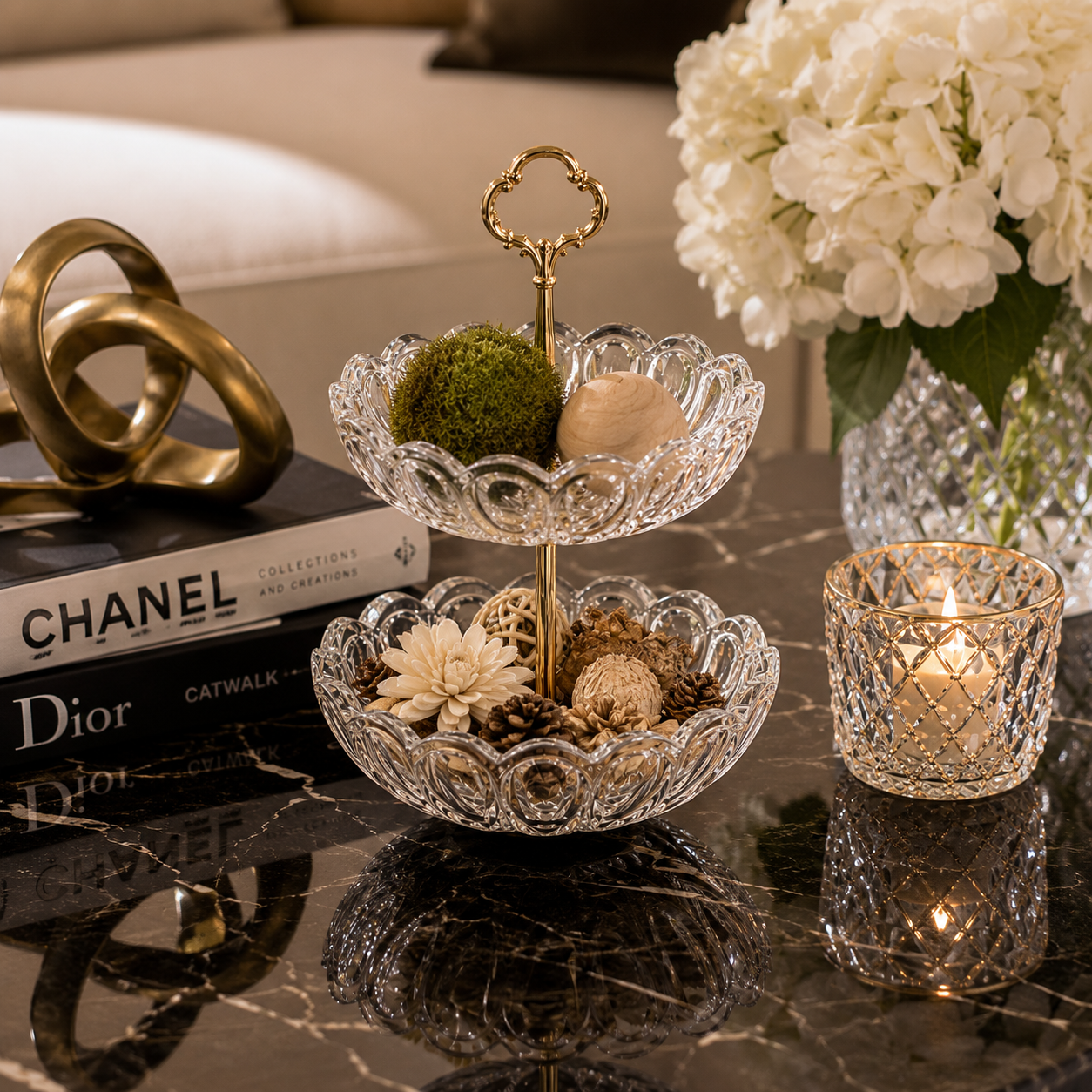 Crystal Wave Sculptural Serving Bowl
