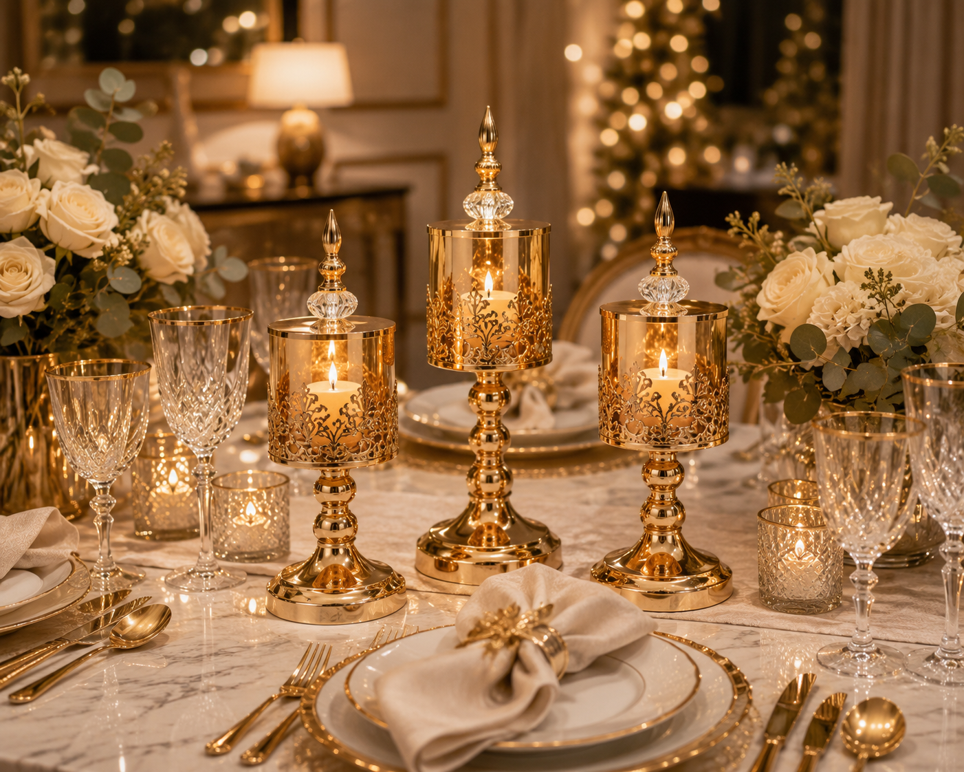 Gilded Gold Accent Jar Set