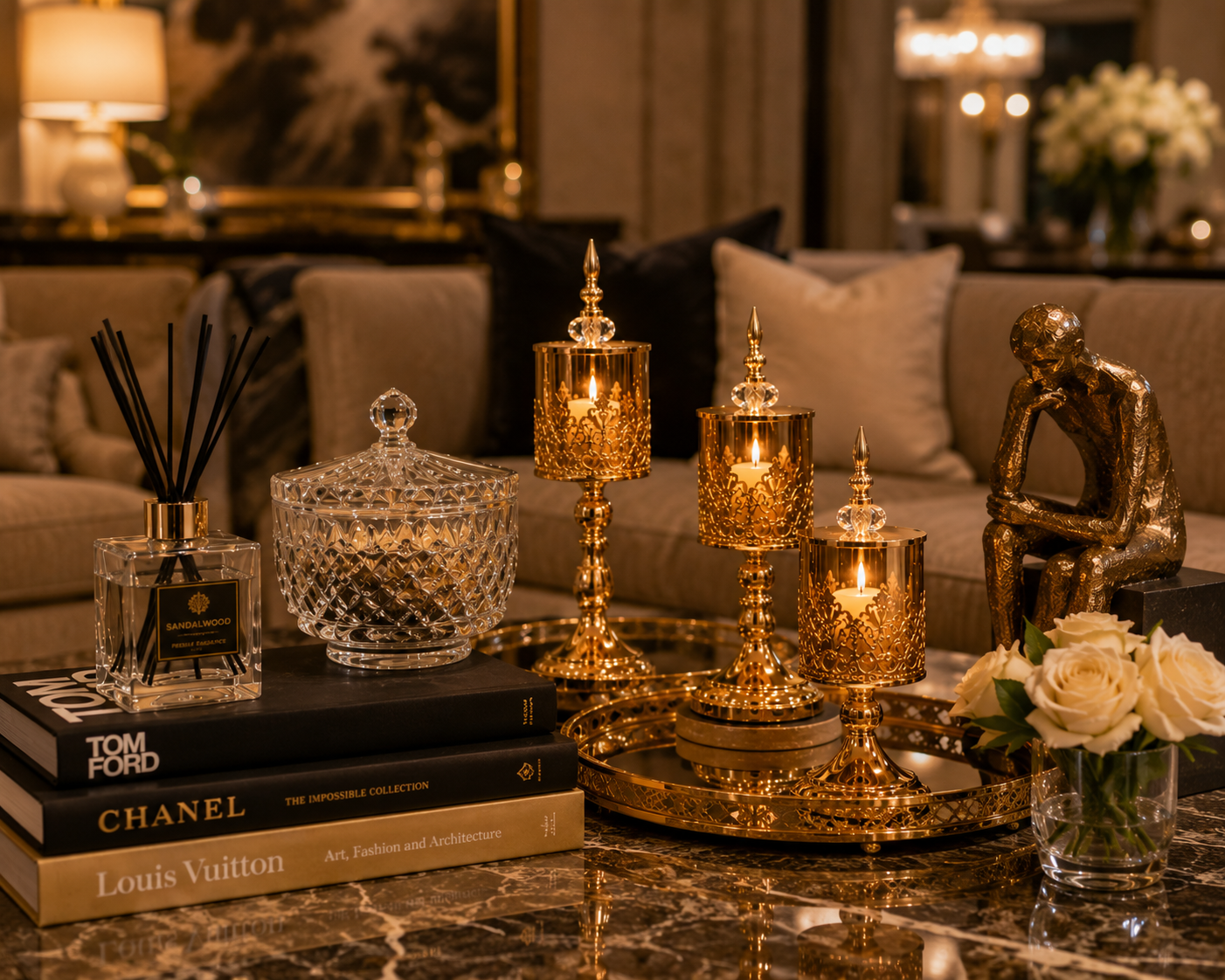 Gilded Gold Accent Jar Set