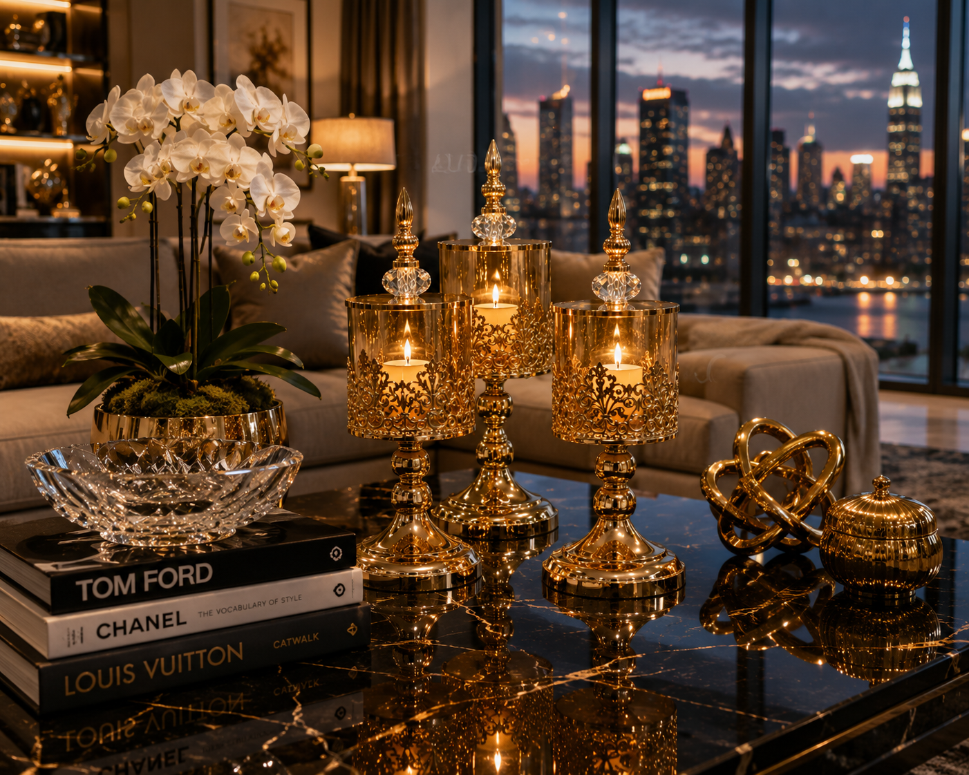 Gilded Gold Accent Jar Set