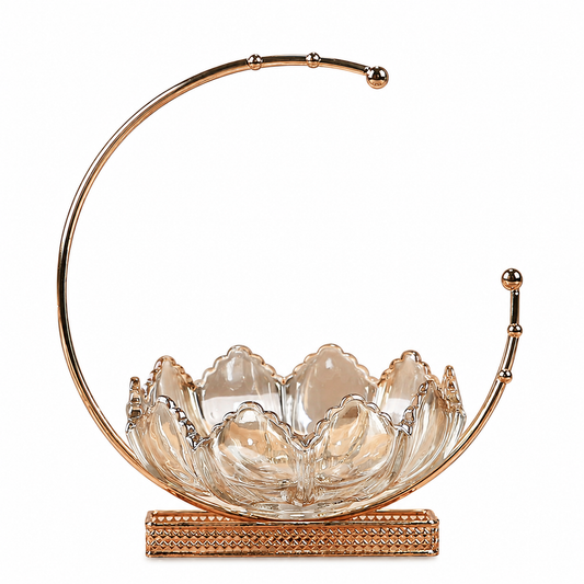 Gold Handle Crystal Curved Bowl