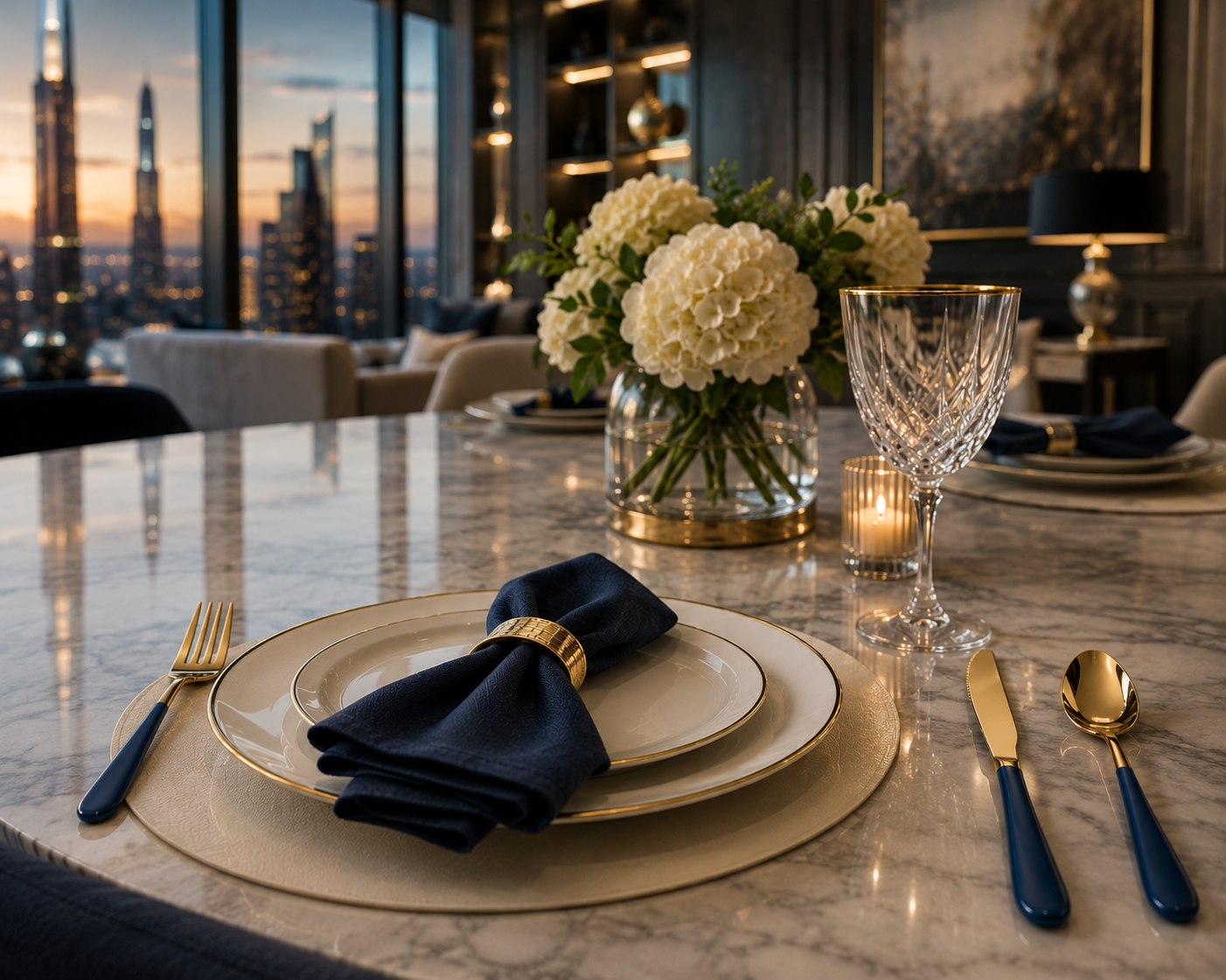 Navy & Gold Luxury Flatware Set (24 Piece)