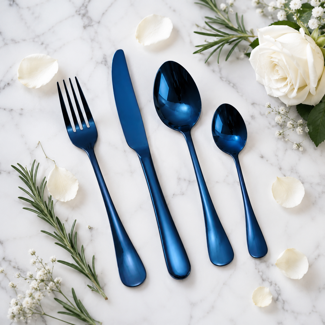 Sapphire Blue Luxury Flatware Set (24 Piece)