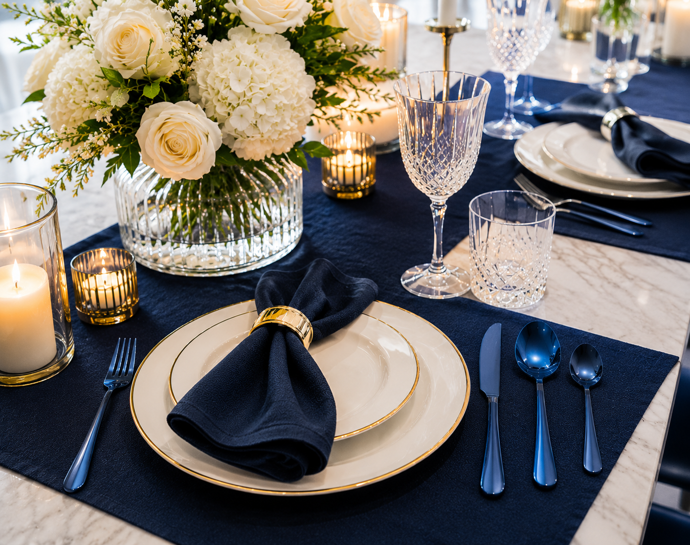 Sapphire Blue Luxury Flatware Set (24 Piece)