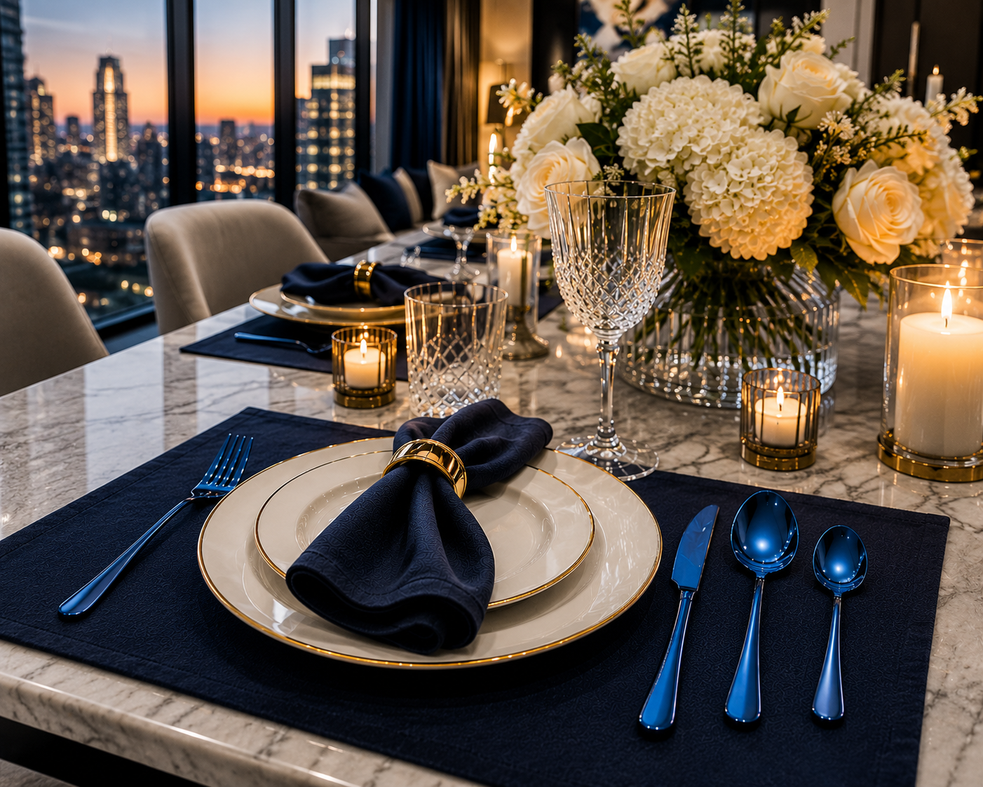 Sapphire Blue Luxury Flatware Set (24 Piece)