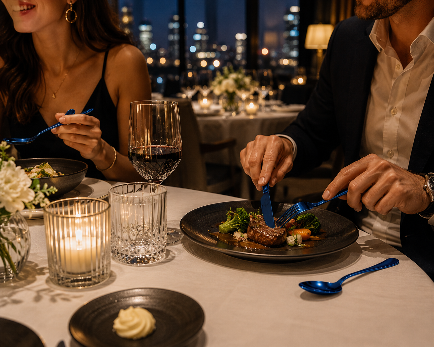 Sapphire Blue Luxury Flatware Set (24 Piece)