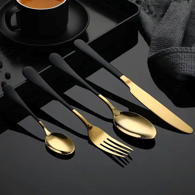 Black Gold Flatware Set | Racleye Flatware Set | FS Luxe Creations