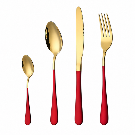 Red & Gold Luxury Flatware Set (24 Piece)