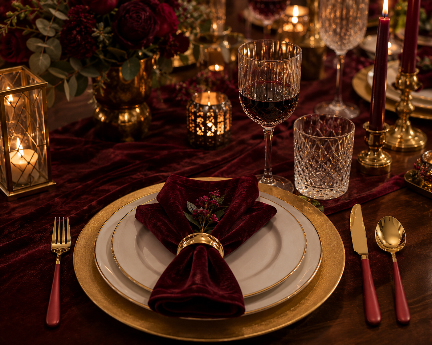 Red & Gold Luxury Flatware Set (24 Piece)