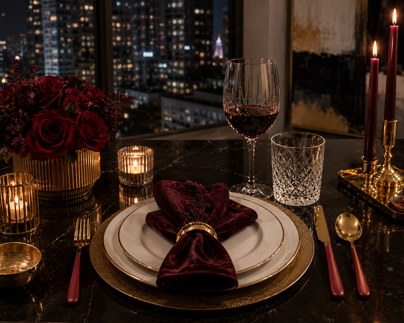 Red & Gold Luxury Flatware Set (24 Piece)
