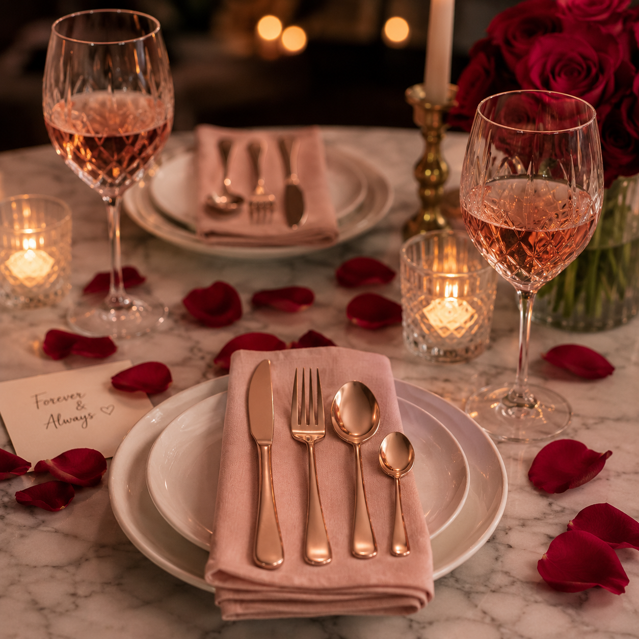 Rose Gold Luxury Flatware Set (24 Piece)