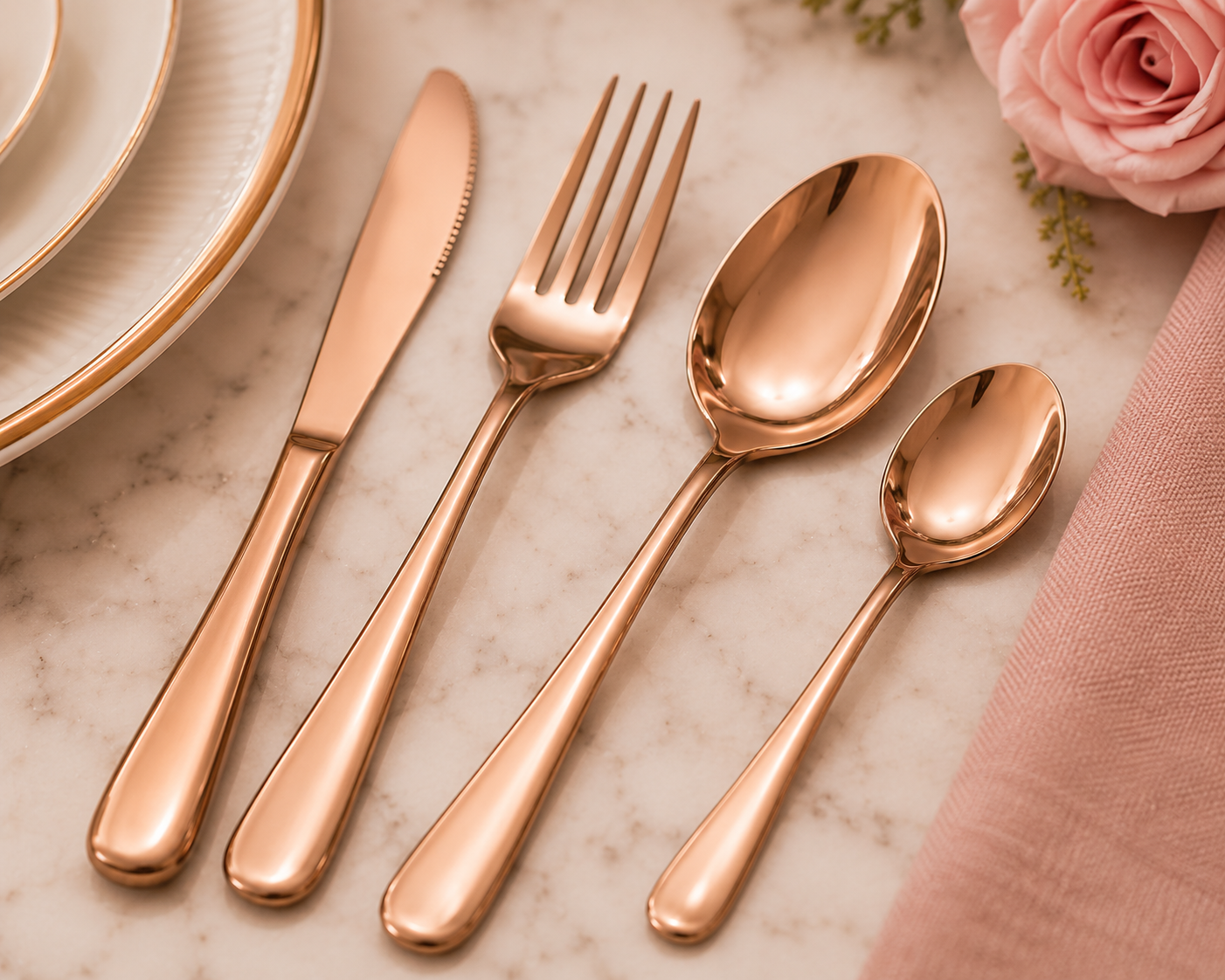 Rose Gold Luxury Flatware Set (24 Piece)