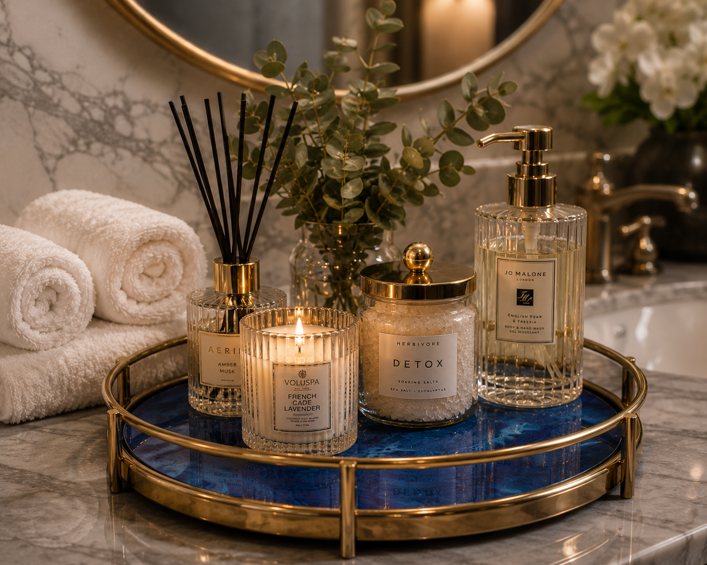 Sapphire & Gold Decorative Serving Tray