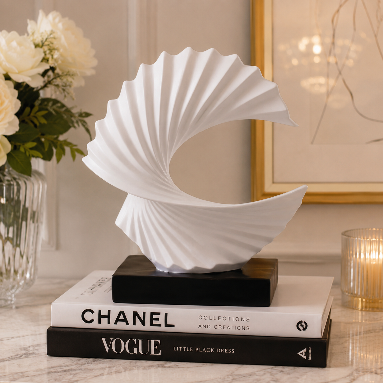 White Curved Wave Sculpture