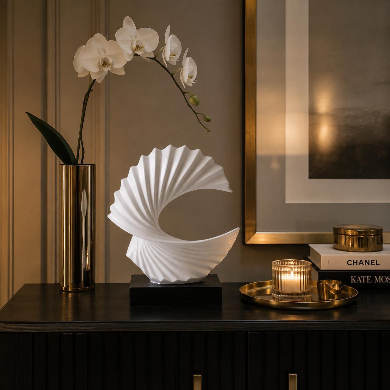 White Curved Wave Sculpture
