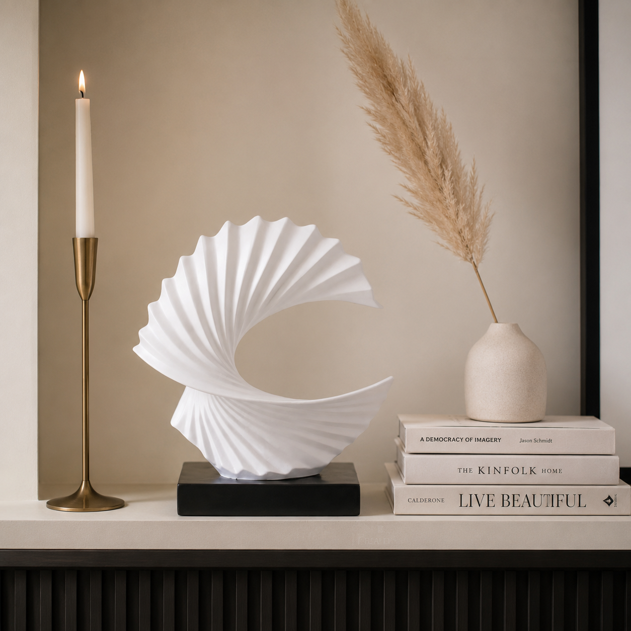 White Curved Wave Sculpture