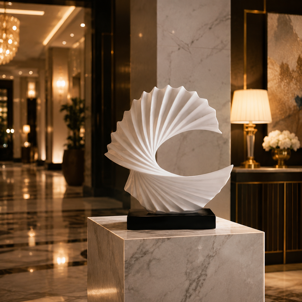 White Curved Wave Sculpture