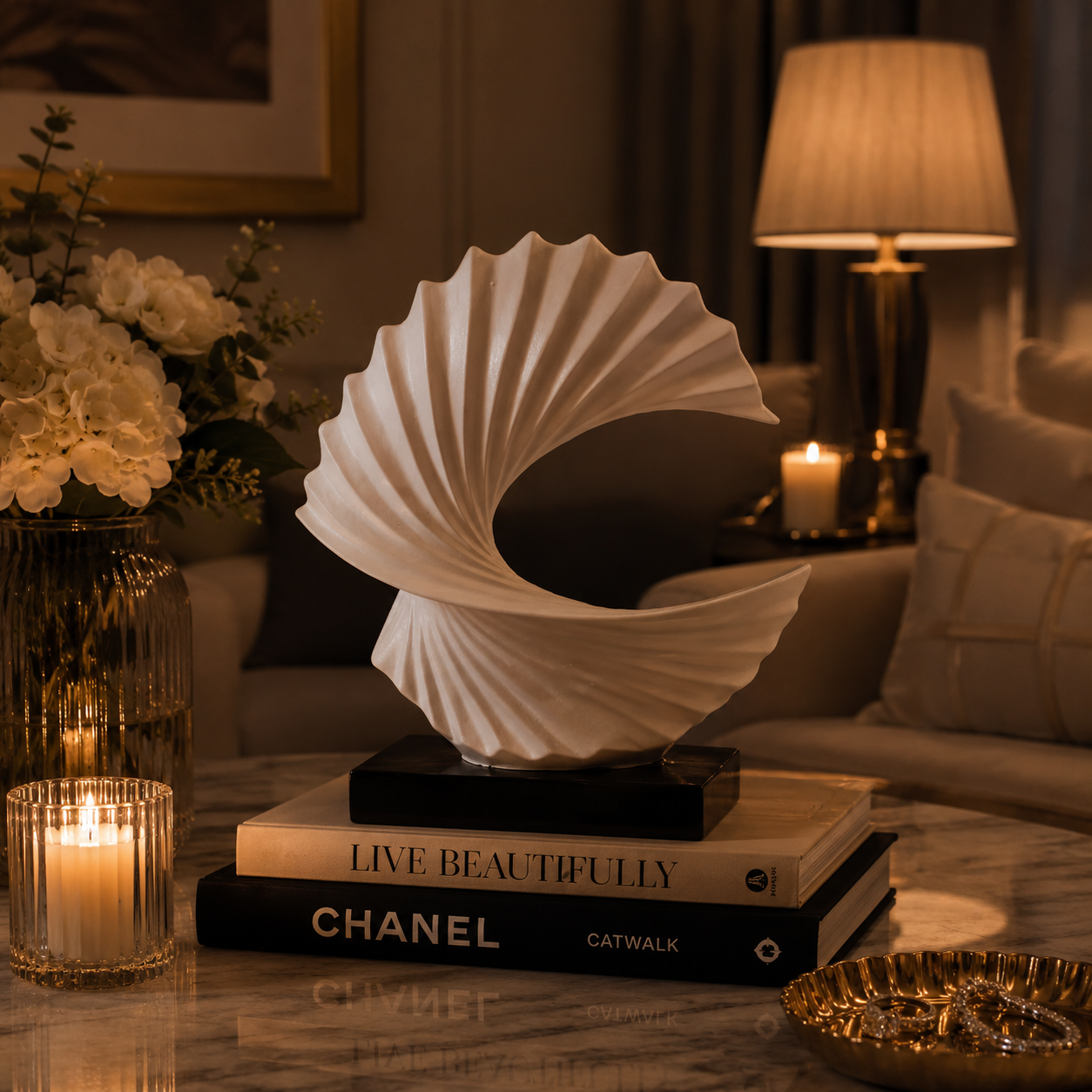 White Curved Wave Sculpture