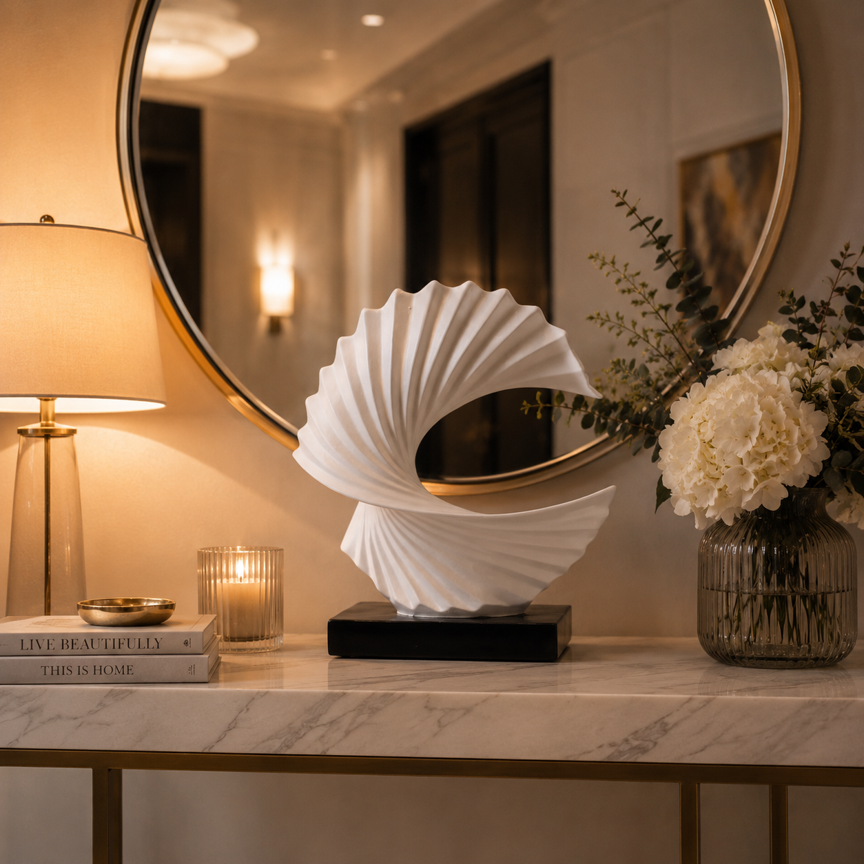 White Curved Wave Sculpture