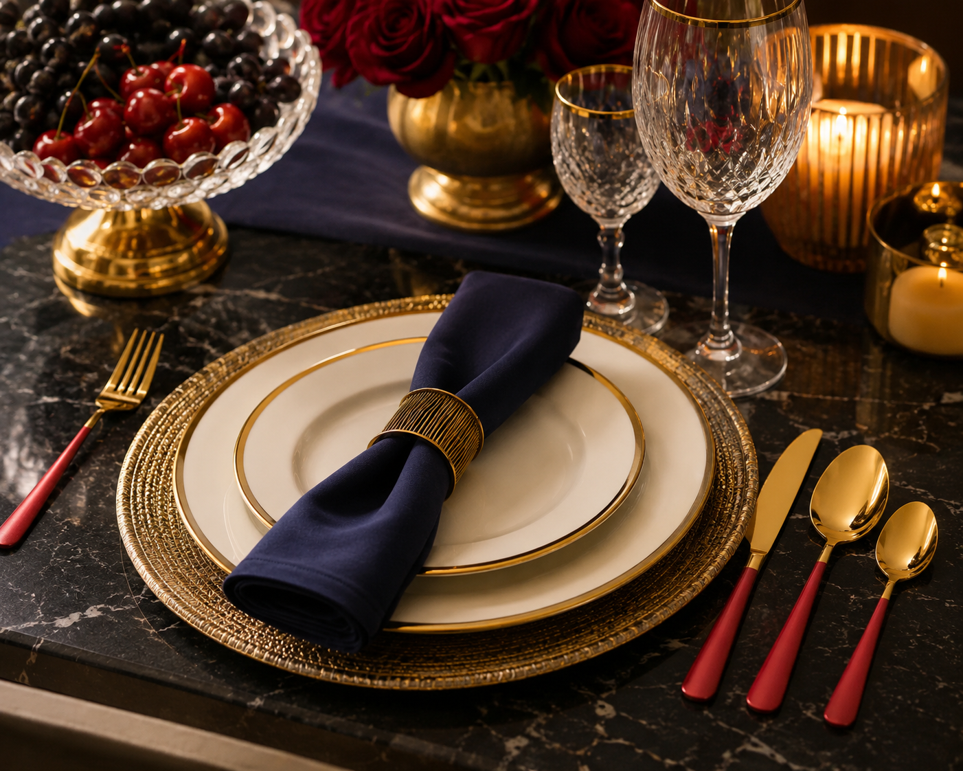 Red & Gold Luxury Flatware Set (24 Piece)